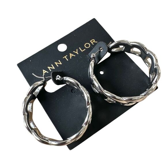 Ann Taylor Chunky Silver-Tone Hoop Earrings - Picture 1 of 8
